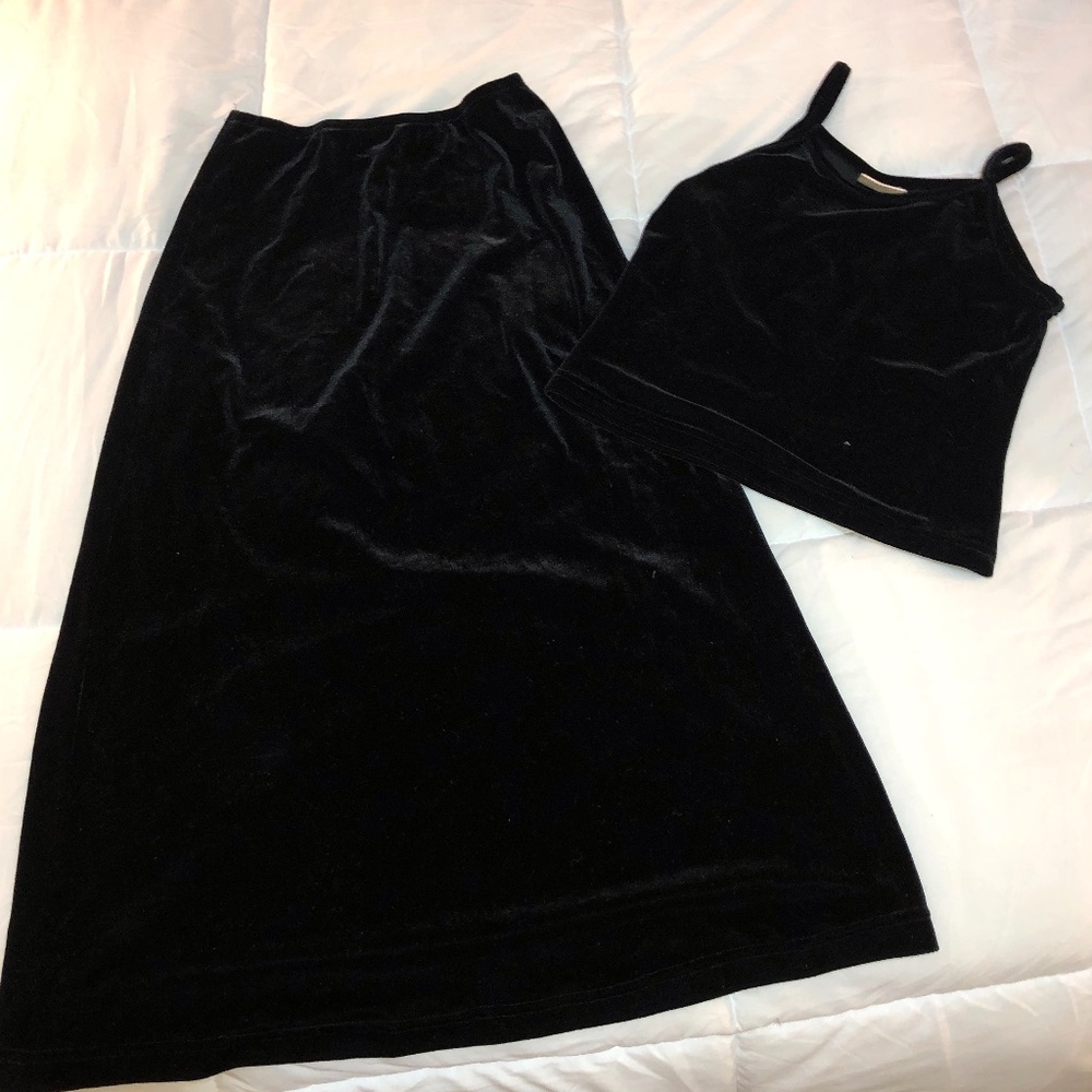 Vintage Girls Velvet Skirt and Tank Set